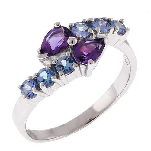 Beautiful 1.50 Carat Tanzanite & Amethyst Sterling Silver Ring   ** Starting R1 - no reserve ** !!!